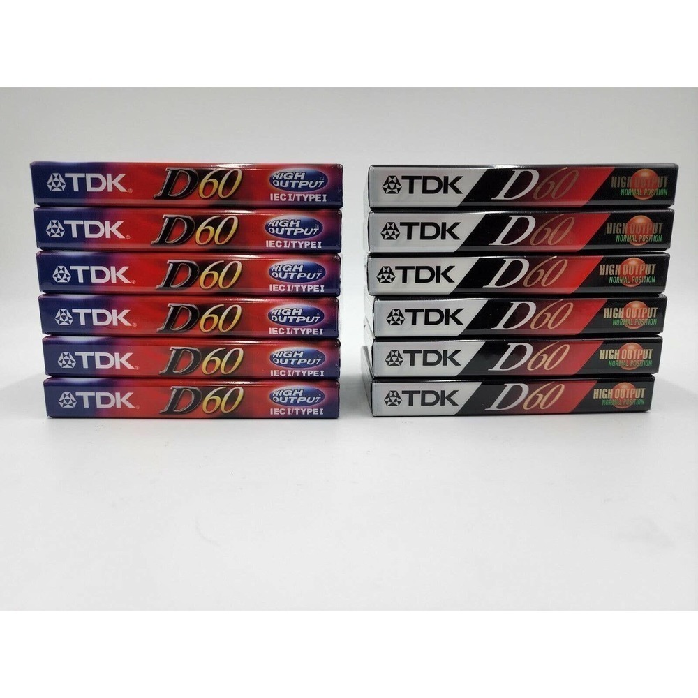TDK D60 High Output Type 1 Slimline Eco & Regular Cassette Tapes Lot 12 New